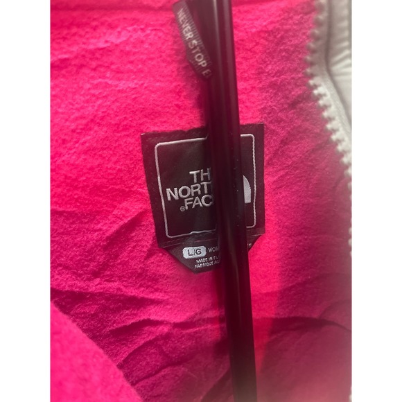 The North Face Fleece Jacket Pink Gray Hooded Full Zip Women's Size L - Picture 3 of 3